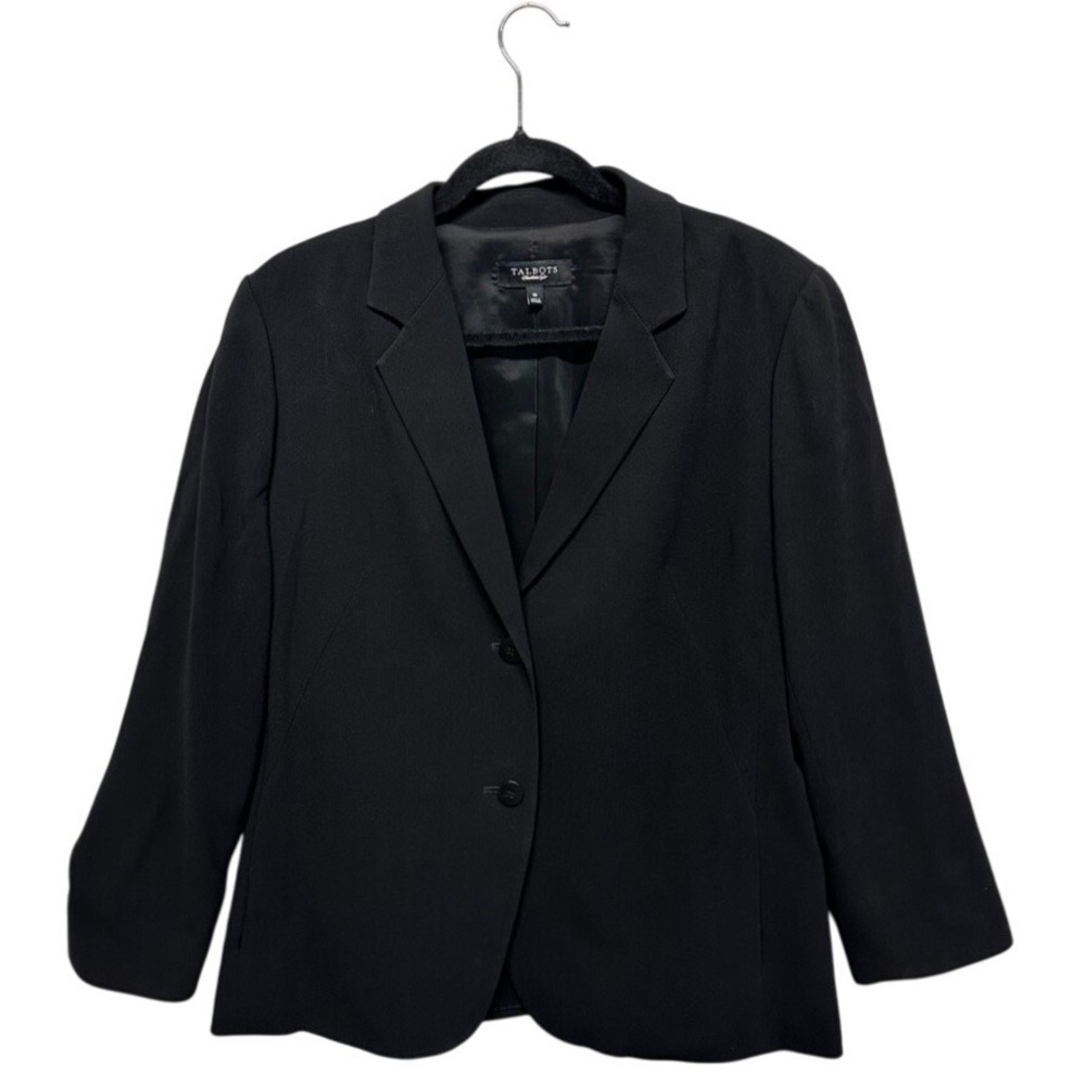 Talbots Single Breasted‎ Two Button Black Women's Blazer Size 14 Jacket Career